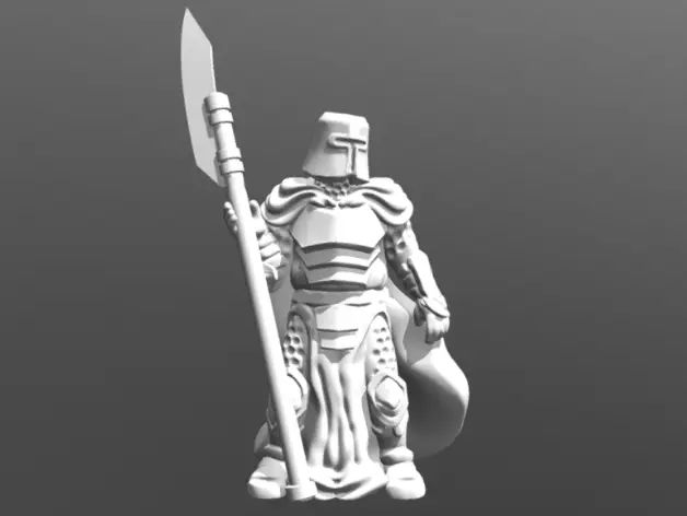 Knight w/Polearm (28mm/32mm scale) — modelo 3D