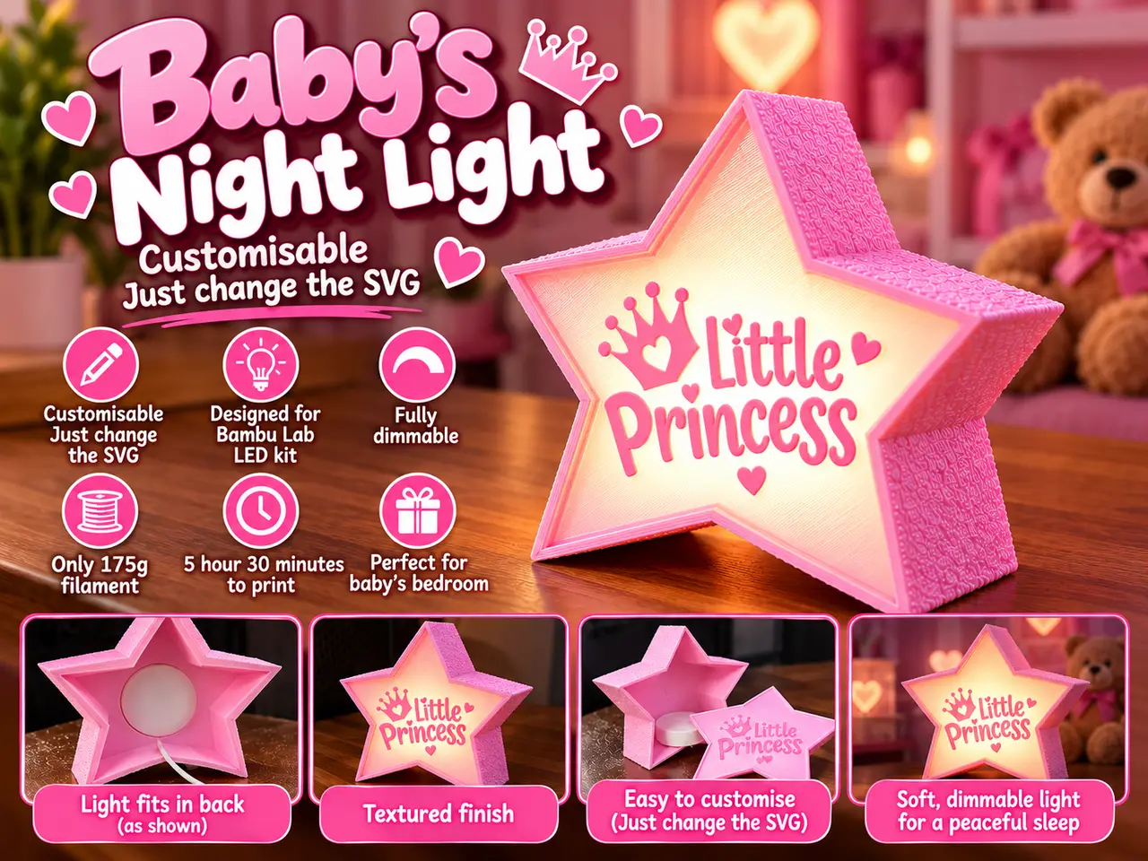 Baby’s Customisable Night Light — modelo 3D