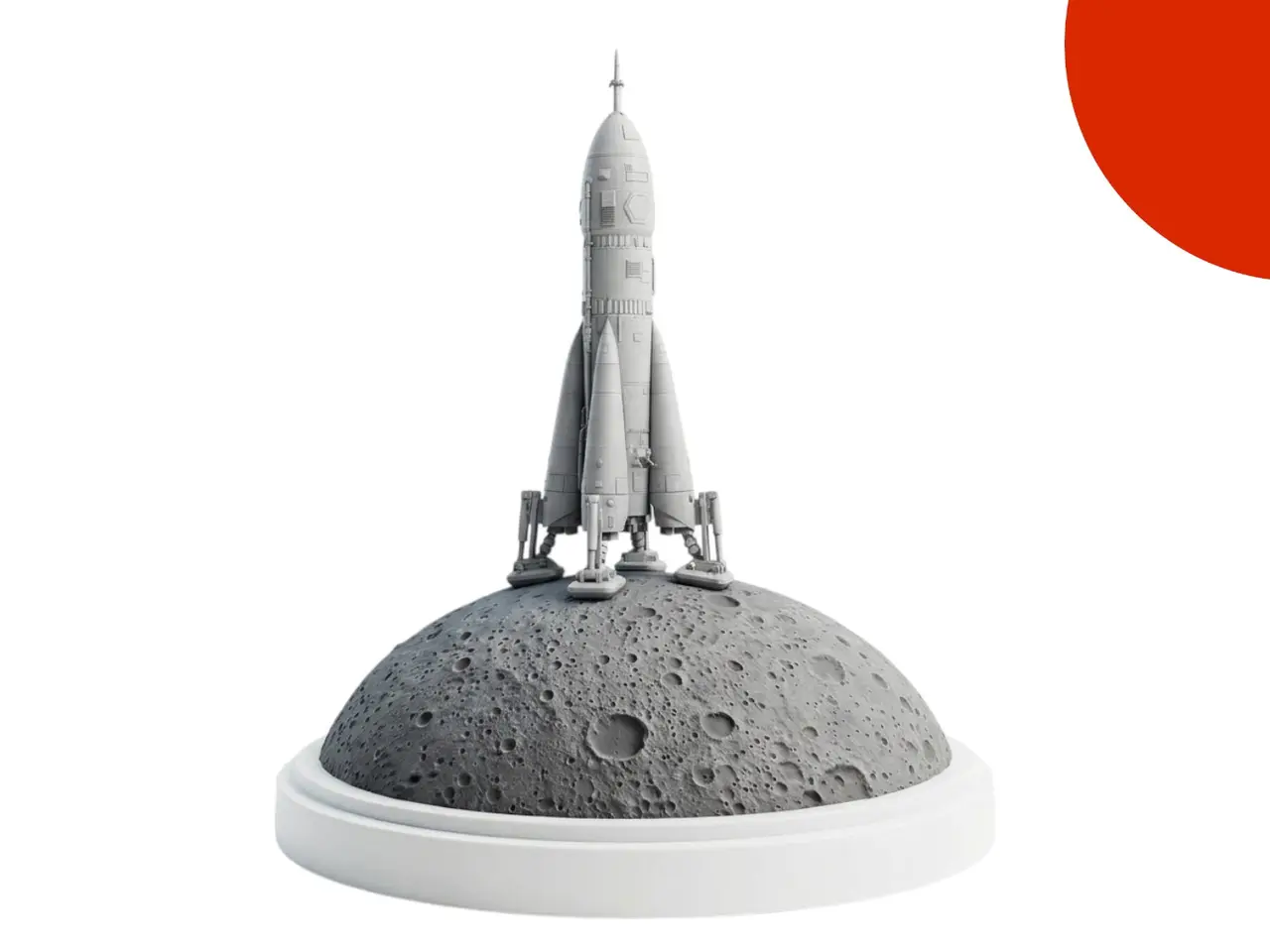 Retro Rocket Moon Lander Sculpture — modelo 3D
