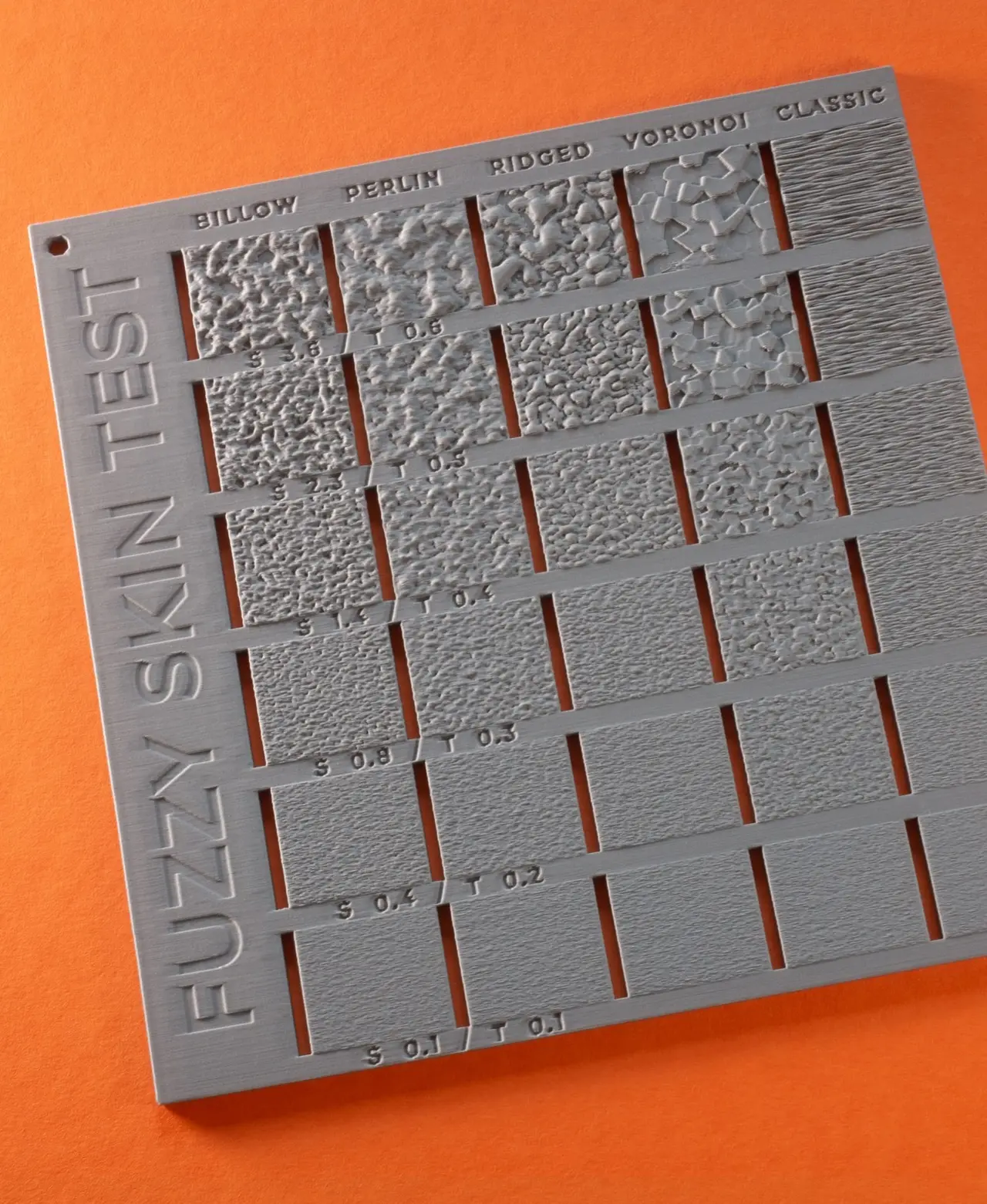 Fuzzy Skin Test LITE – Sample Plate for 5 Types — modelo 3D