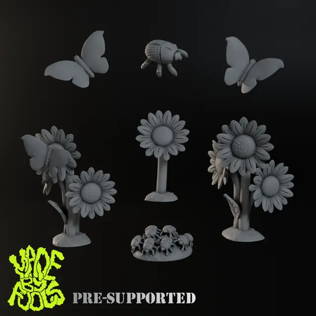 FREE Flowers and bugs basing bits — modelo 3D