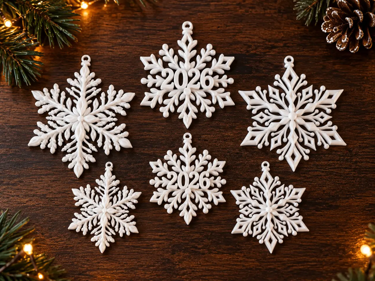Christmas Snowflake Ornaments - 2026 - 6 Pack — modelo 3D