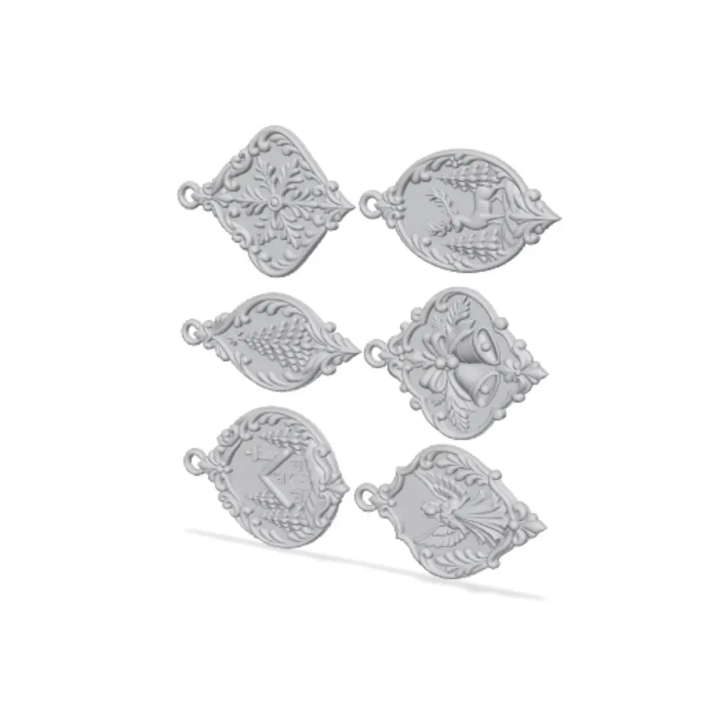 Vintage Christmas Ornament Set - 6 Designs — modelo 3D