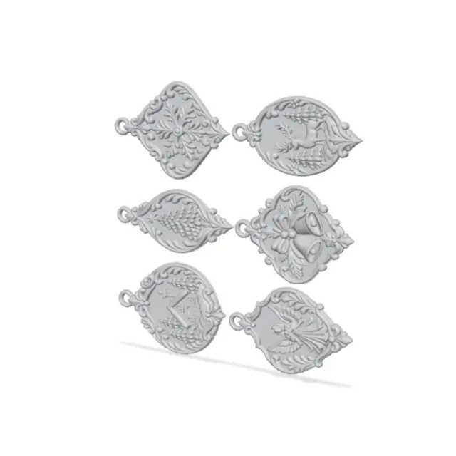 Vintage Christmas Ornament Set - 6 Designs — modelo 3D