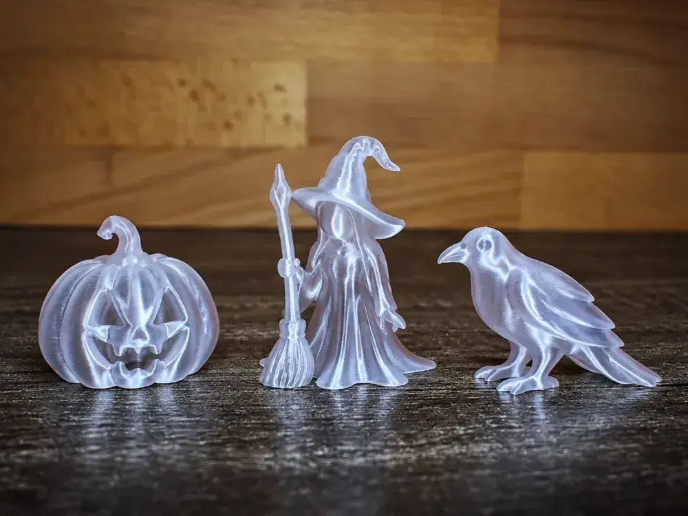 Halloween Trio – Kürbis, Hexe & Rabe — modelo 3D