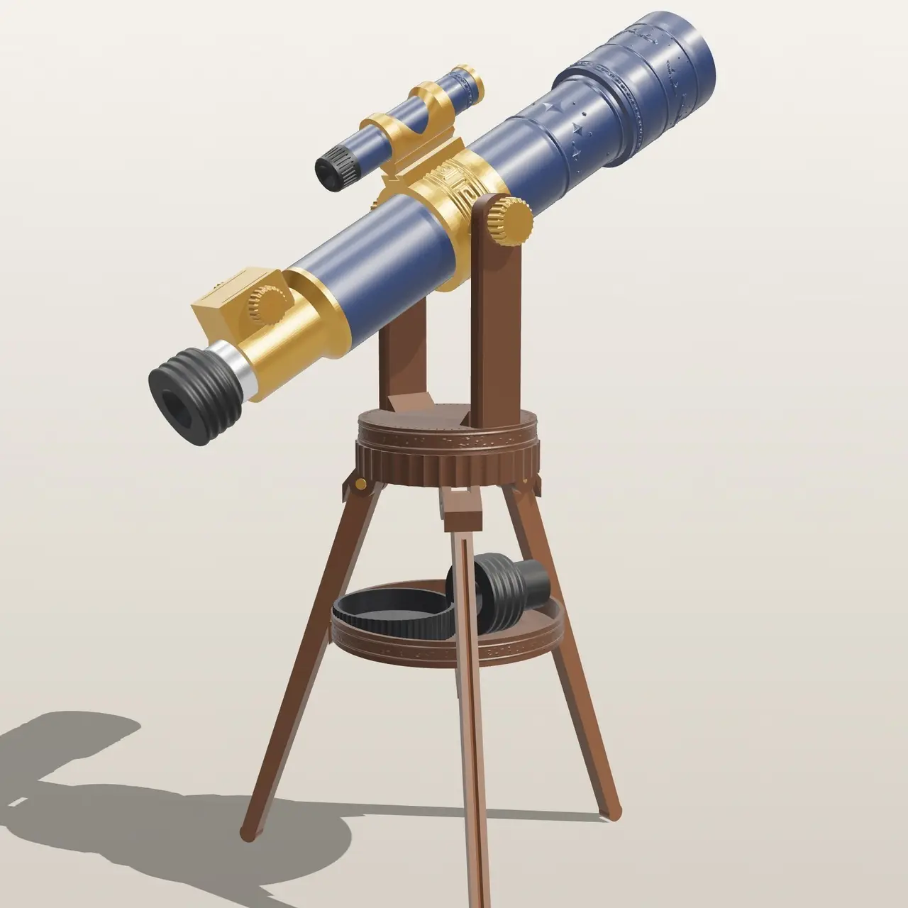 Classic Brass Refractor Telescope on Tripod - Desk Showpiece — modelo 3D