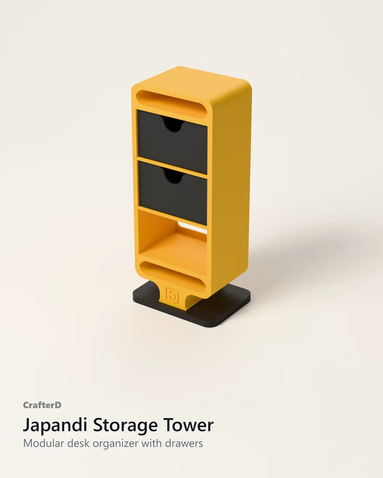 Japandi Storage Tower | Modular desk organizer with drawers — modelo 3D