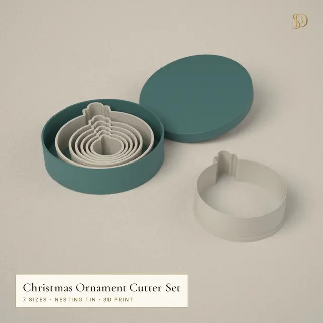 Christmas Ornament Cookie Cutter Set – 7 Nesting Bauble Cutters 3.6–12.2 cm with Storage Tin — modelo 3D
