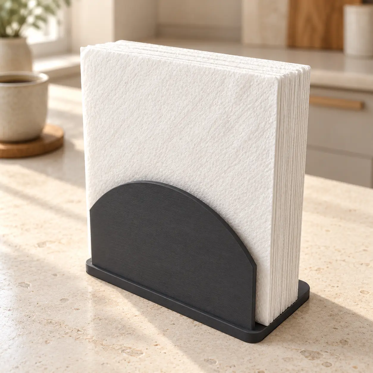 Adjustable Napkin Holder STL | Modern Countertop Stand | NORTE N018 — modelo 3D