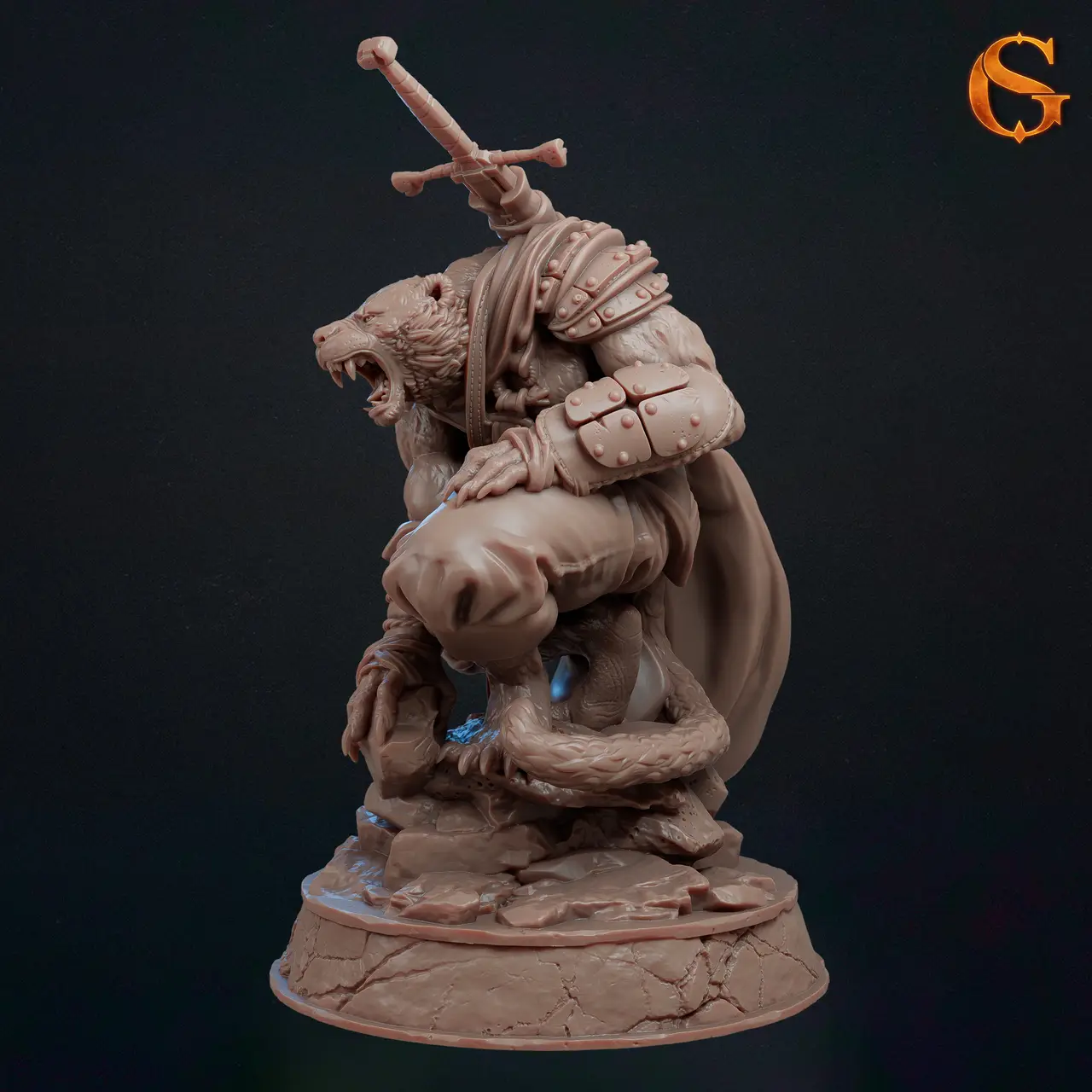 Or'nge-Face, Human Weretiger Fighter | Pre-Supported — modelo 3D