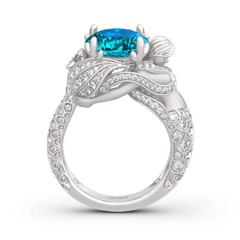 JCR 1009 Goddess of the Sea Sterling Mermaid Ring — modelo 3D