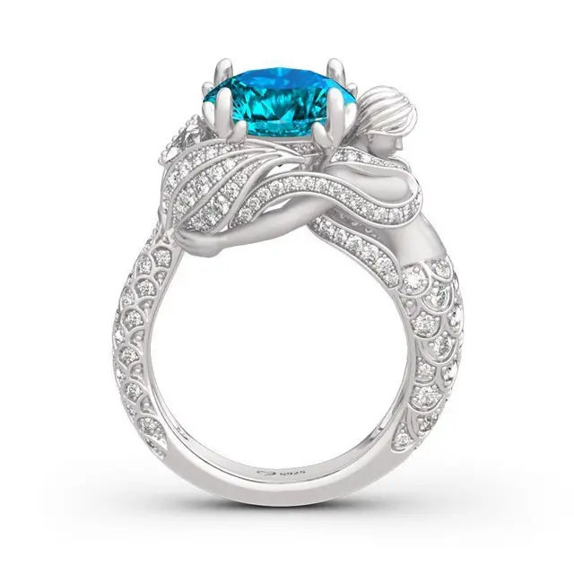 JCR 1009 Goddess of the Sea Sterling Mermaid Ring — modelo 3D