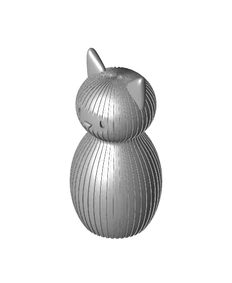 Japandi Cat – Minimalist Ribbed Texture Sculpture — modelo 3D