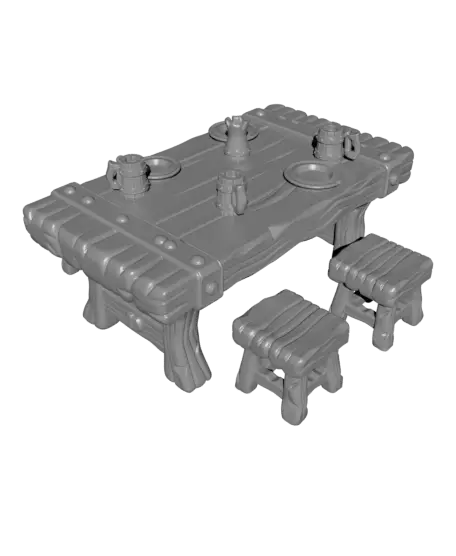 FREE PROPS Table Fantasy Miniatures 32mm STL for TTRPG — modelo 3D