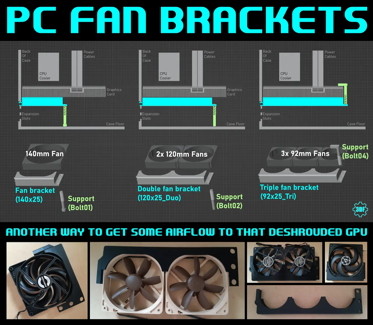 PC Fan Brackets For The Discerning Deshrouded GPU — modelo 3D