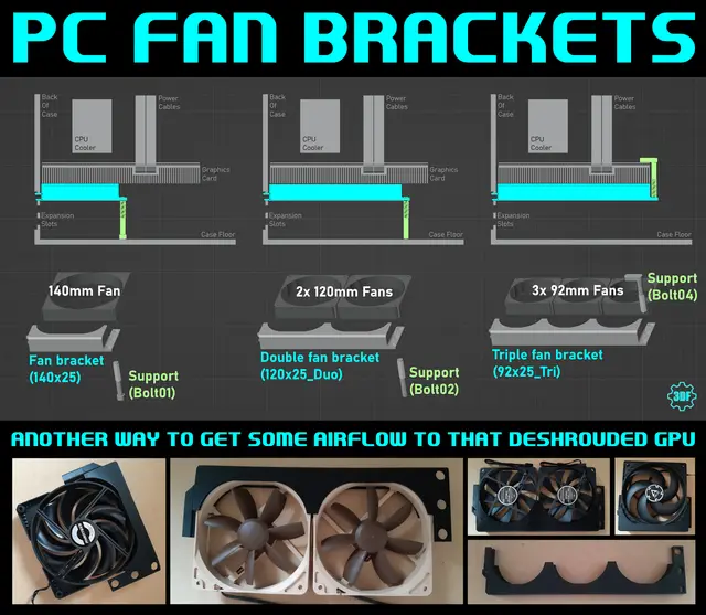 PC Fan Brackets For The Discerning Deshrouded GPU — modelo 3D