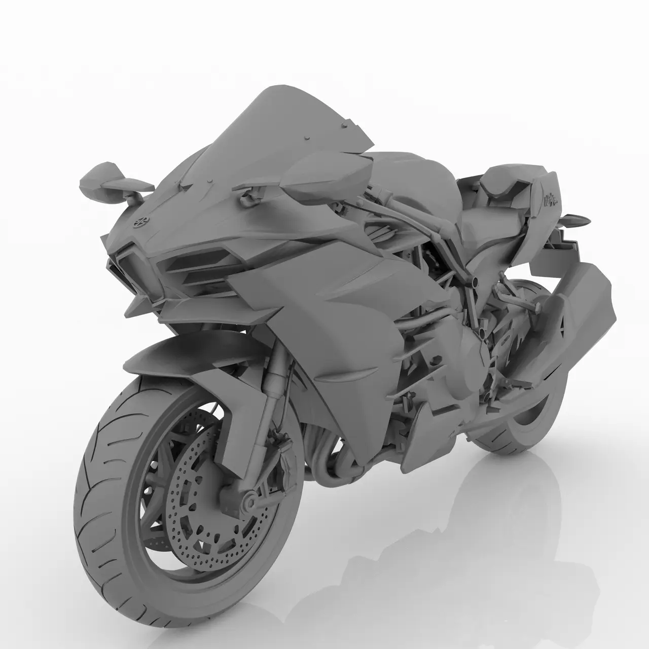 Motorcycle Kawasaki Ninja H2 3D Model for Print STL File — modelo 3D
