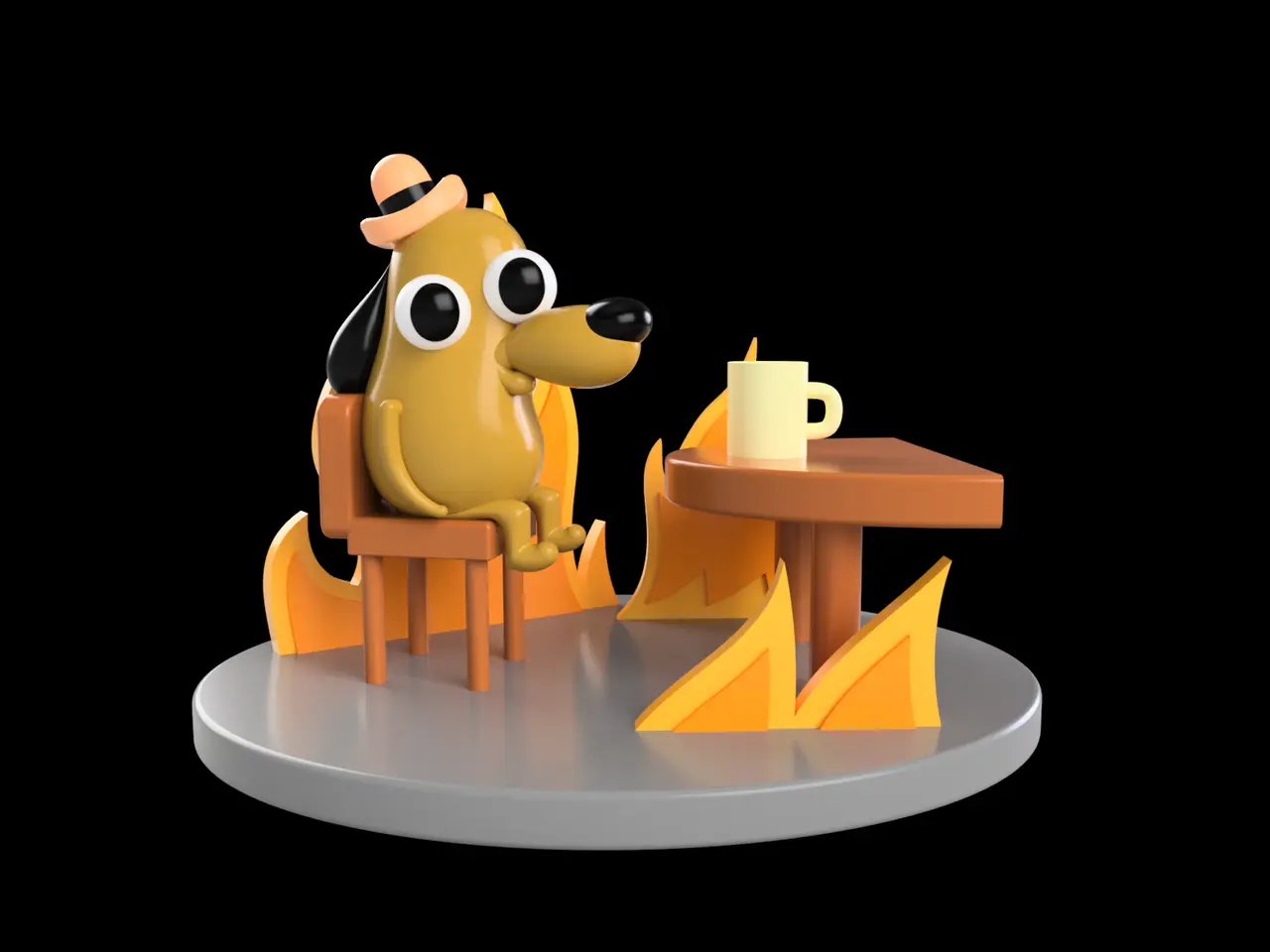 "This is Fine" Dog — modelo 3D