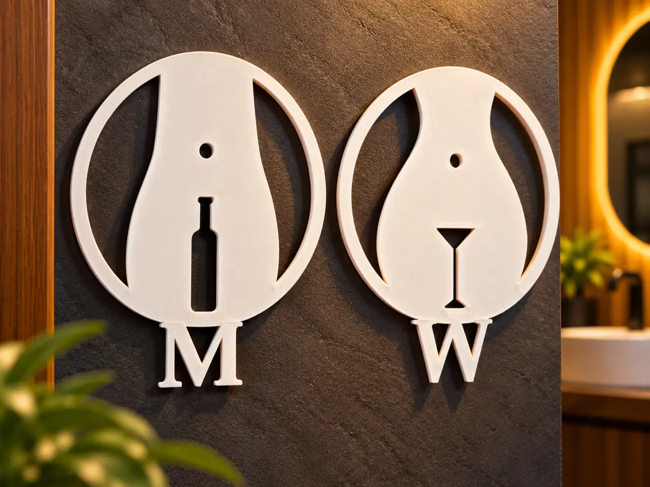 Restroom Signs – M & W — modelo 3D