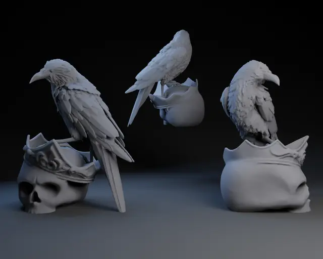 Crow On Skull — modelo 3D