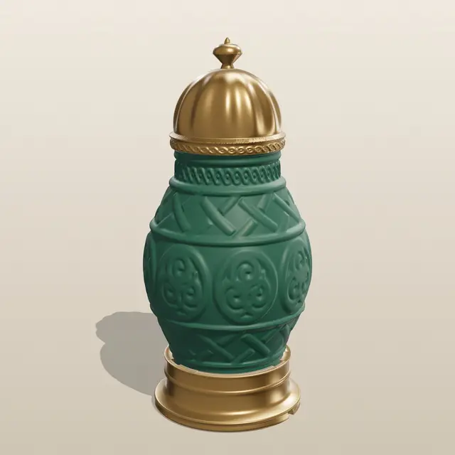 Celtic Knot Treasure Urn - Lidded Jar with Triskele Roundels, Knotwork Bands, Twist-Lock Pedestal and Ribbed Dome — modelo 3D