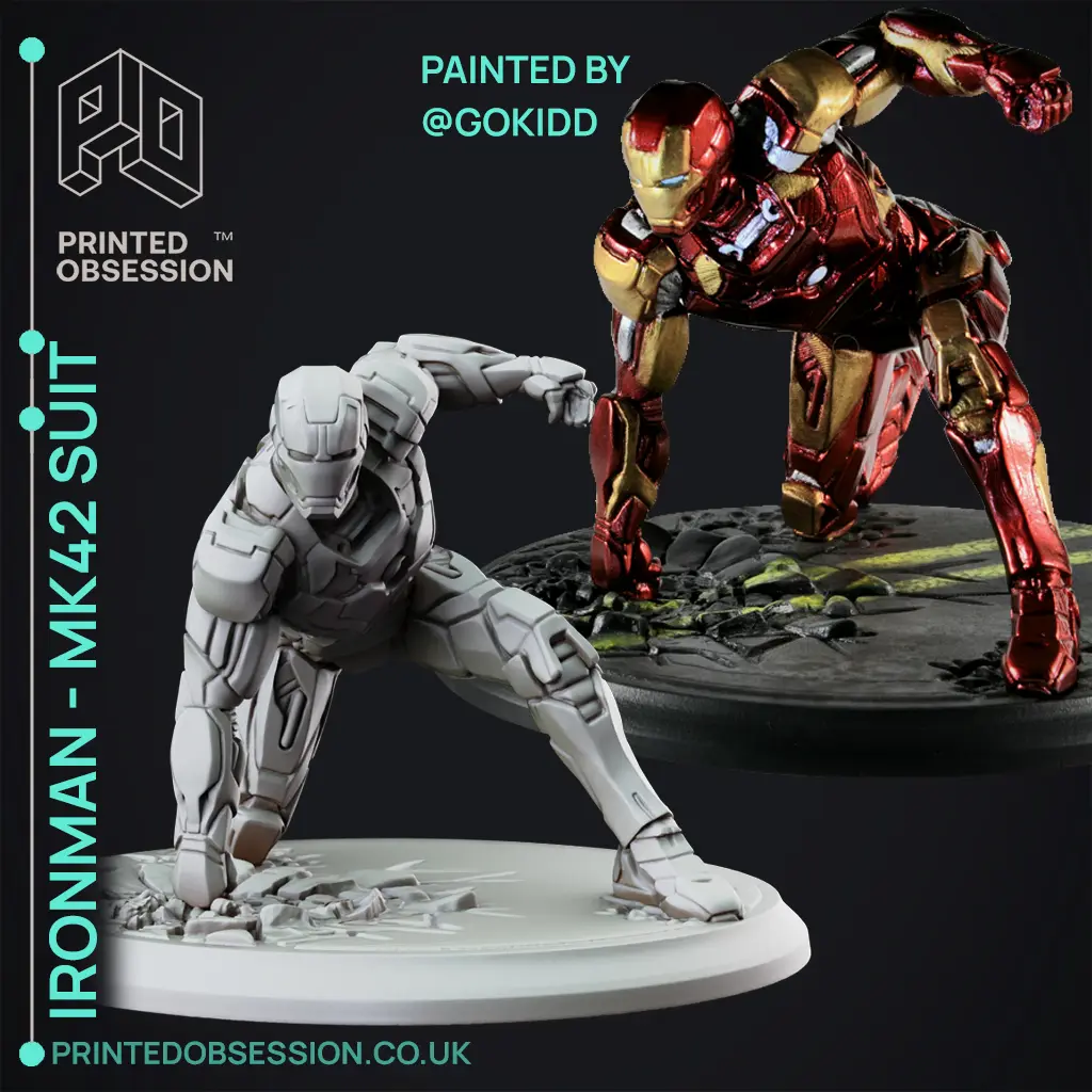 IRONMAN MK42 - Super Hero Landing Pose - 20 CM base — modelo 3D