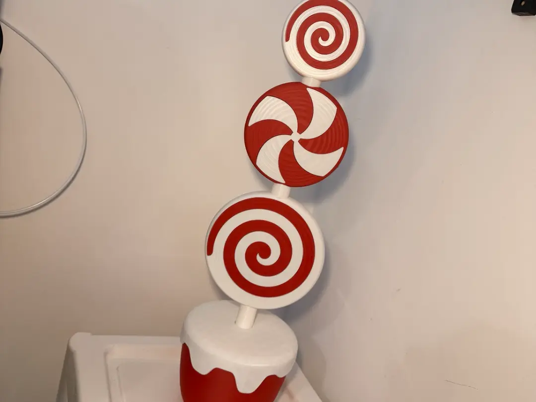 60cm Peppermint Christmas Topiary - No AMS Needed — modelo 3D