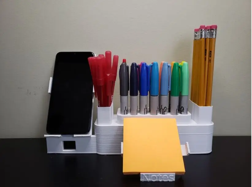 Desk Organizer with Phone Holder and Sticky Notes #studentdesignchallenge — modelo 3D