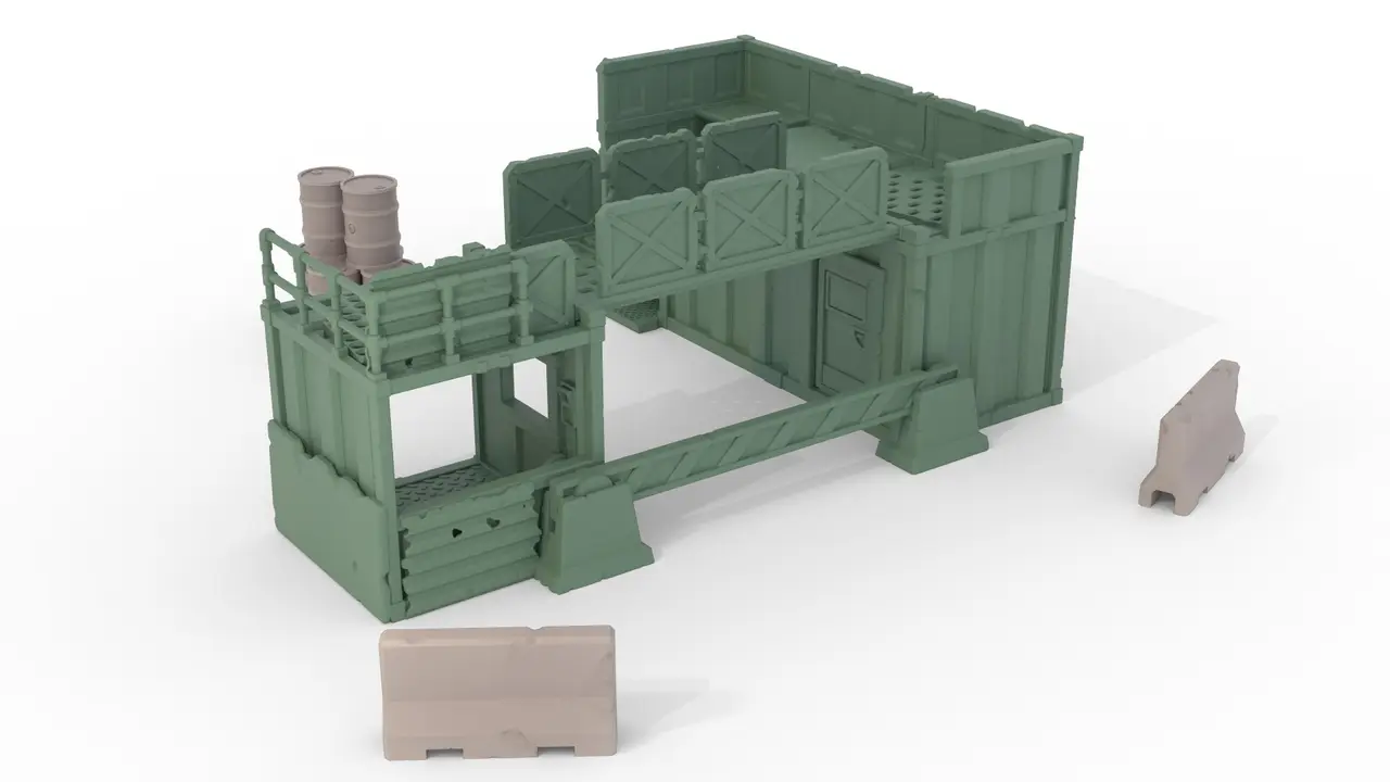 Container City: Checkpoint Alpha – Free Sci-Fi Wargaming Terrain STL — modelo 3D