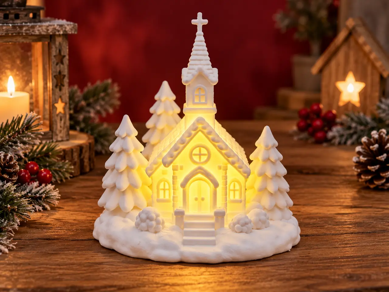 Winterkirche – LED Teelicht Dekoration — modelo 3D