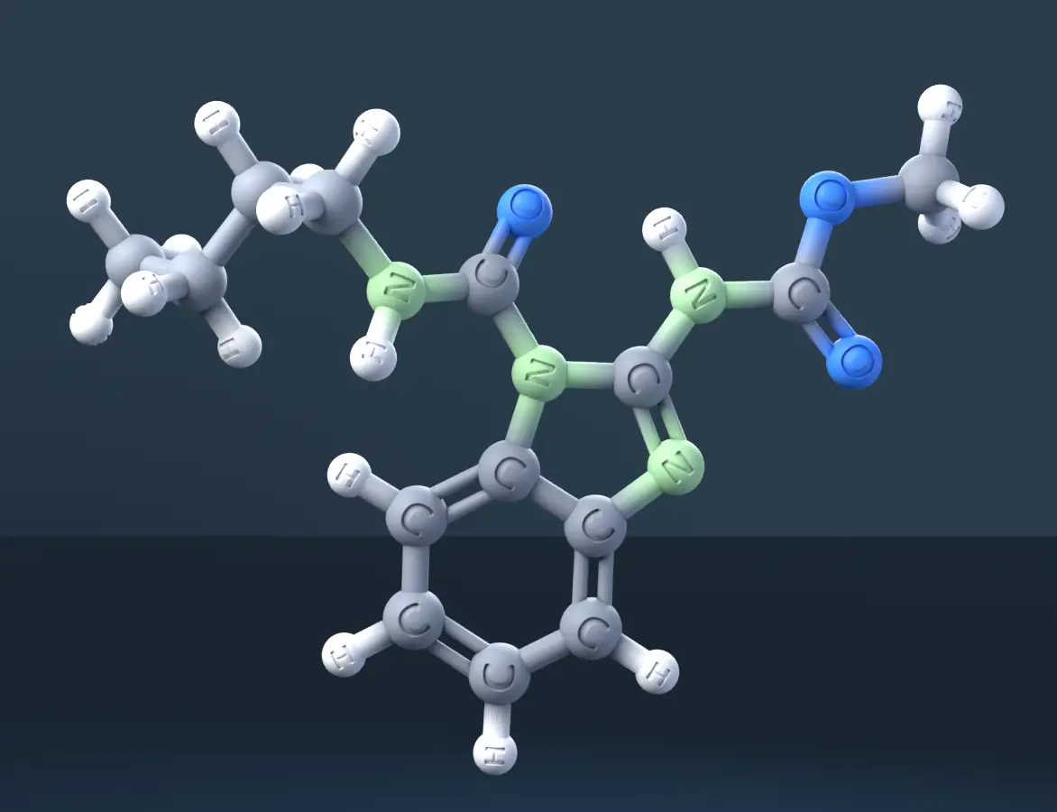 Benomyl 3D Molecular Model — CAS 17804-35-2 — modelo 3D