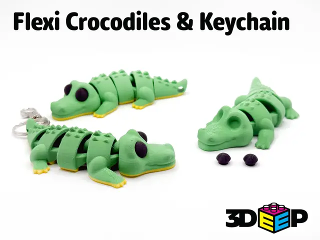 Flexi Crocodile & Keychain - No Support needed — modelo 3D