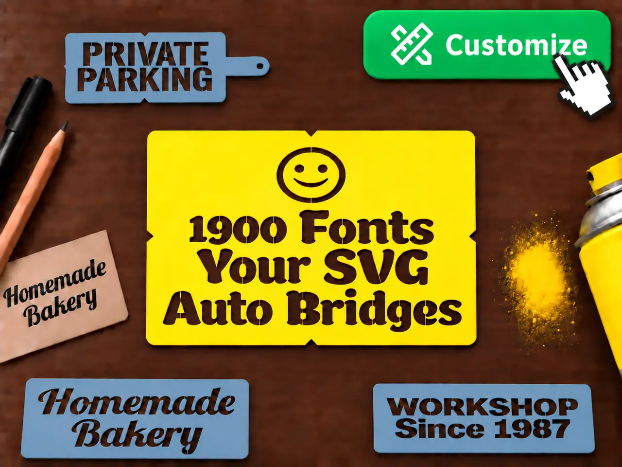 Customizable Stencil Generator - 1900 Fonts, SVG — modelo 3D