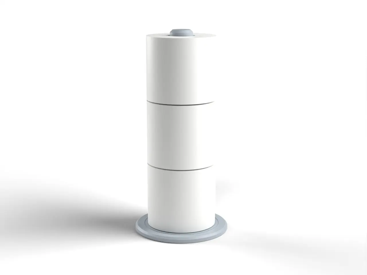 Spare Toilet Roll Stand - Holds Three Rolls, Two-Piece Screw Post, Weighted Base (OpenSCAD) — modelo 3D