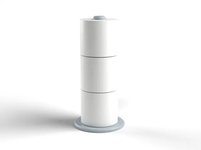 Spare Toilet Roll Stand - Holds Three Rolls, Two-Piece Screw Post, Weighted Base (OpenSCAD) — modelo 3D