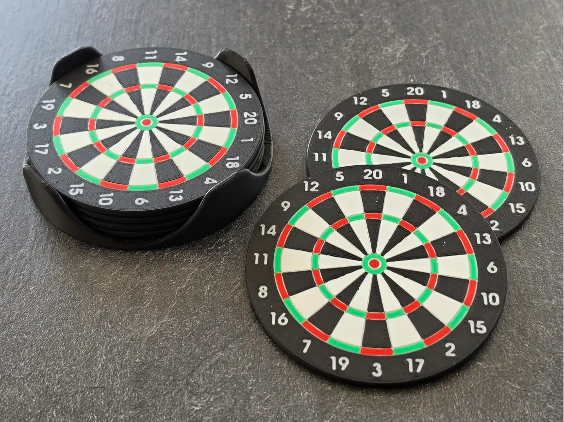 Dartboard Coaster Set with Holder (Set of 6) — modelo 3D