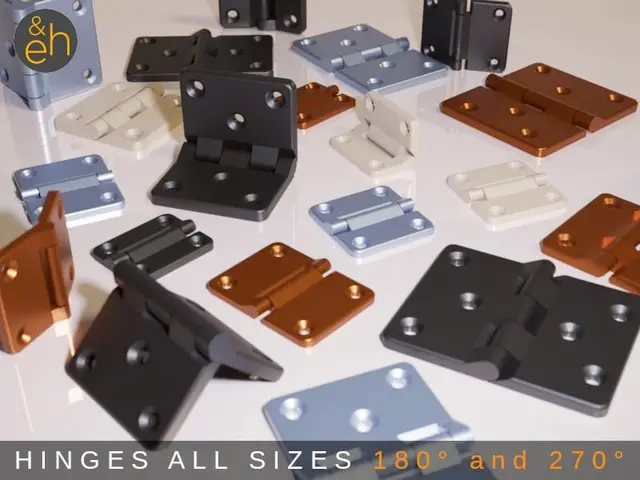 Hinges 180° and 270° - 34 Sizes, All Purpose, Print-in-Place, Ready-to-Print — modelo 3D