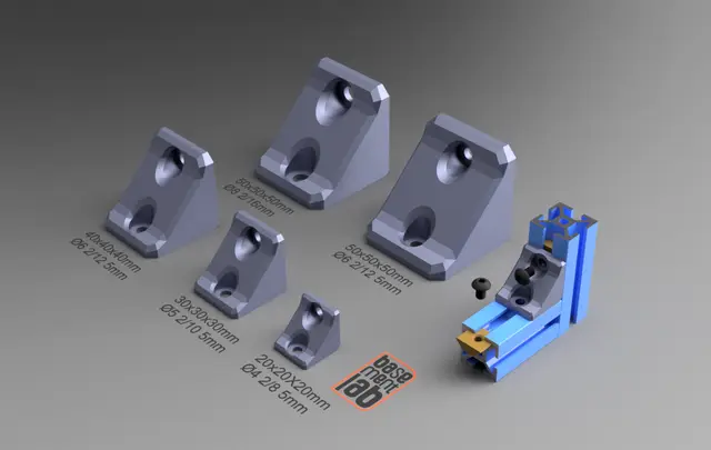 Supported Corner Bracket HEAVY-DUTY - 2020 / 3030 / 4040 / 5050 V/T-Slot Profile REV.1 — modelo 3D