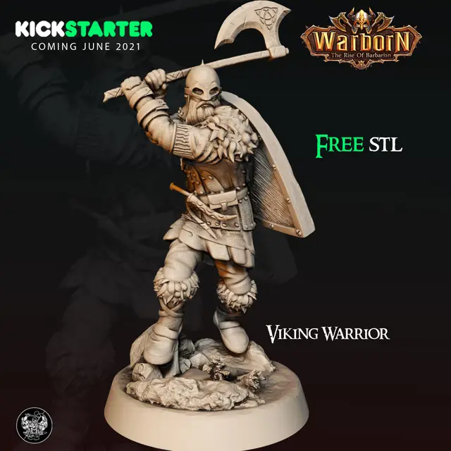KICKSTARTER FREE ''VIking Warrior" Presupported 3D Model — modelo 3D