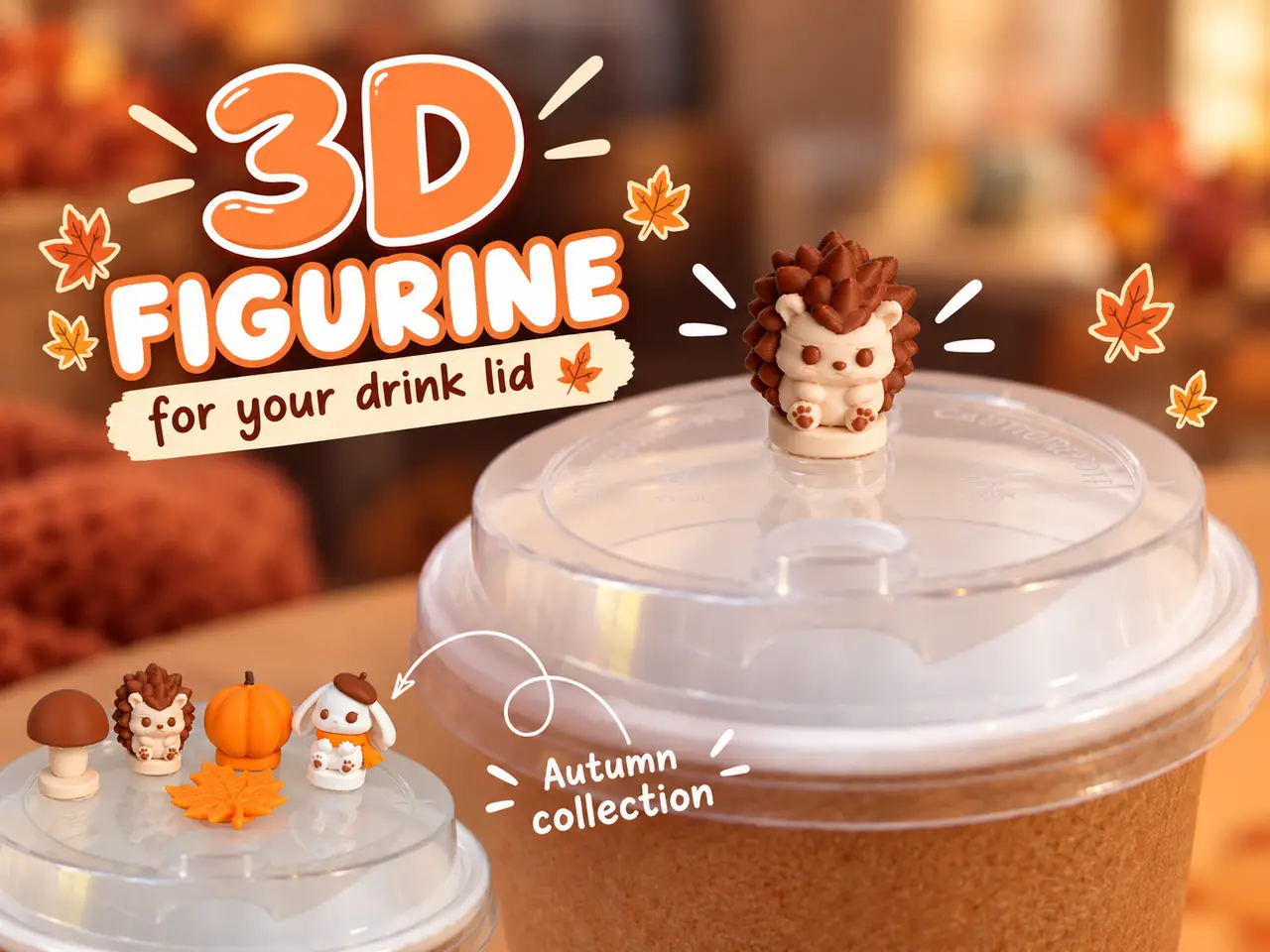 Cute Hedgehog Coffee Drink Cup Lid Topper — modelo 3D