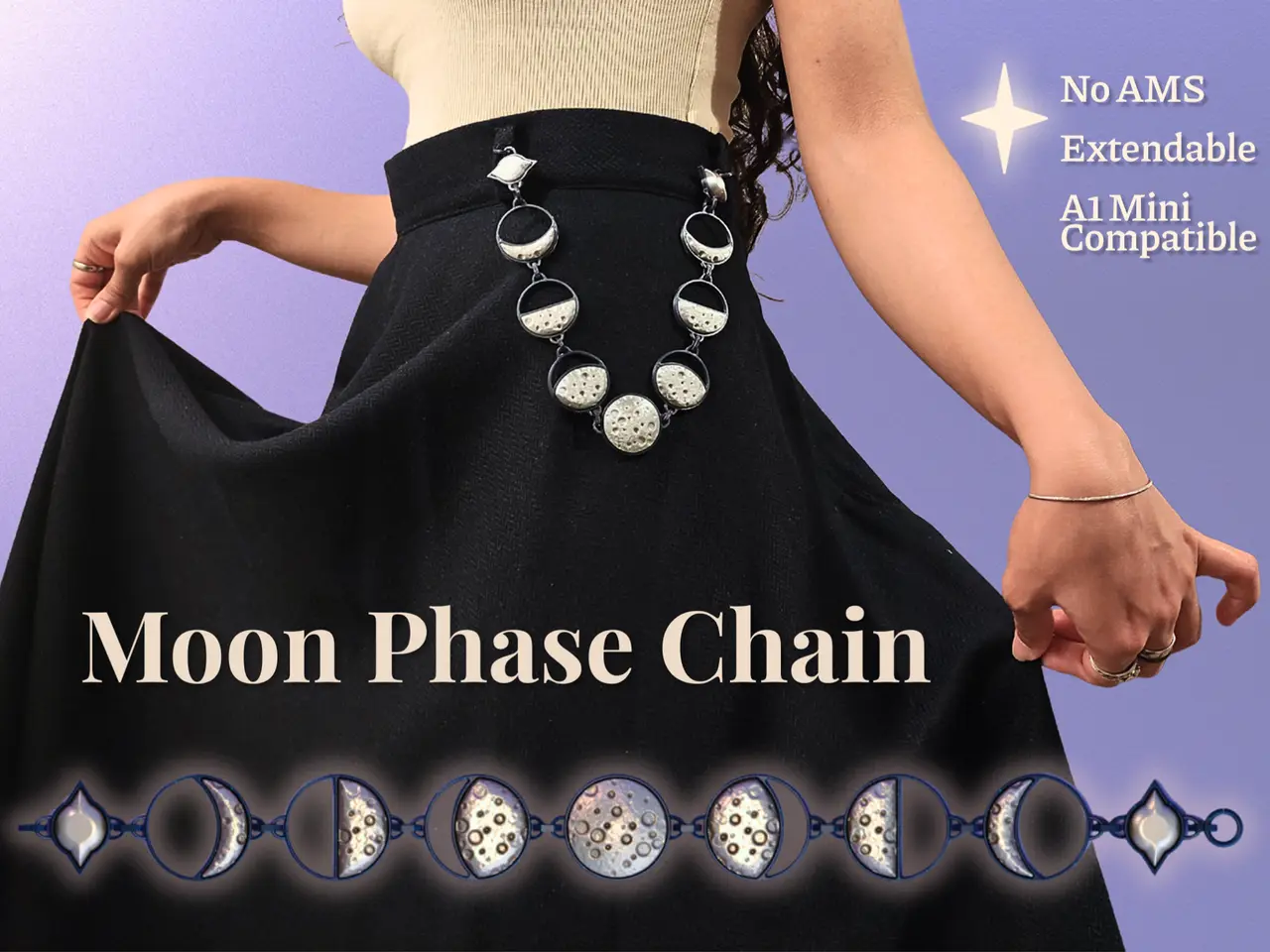 Moon Phase Chain - A Renfaire Witchy Accessory — modelo 3D