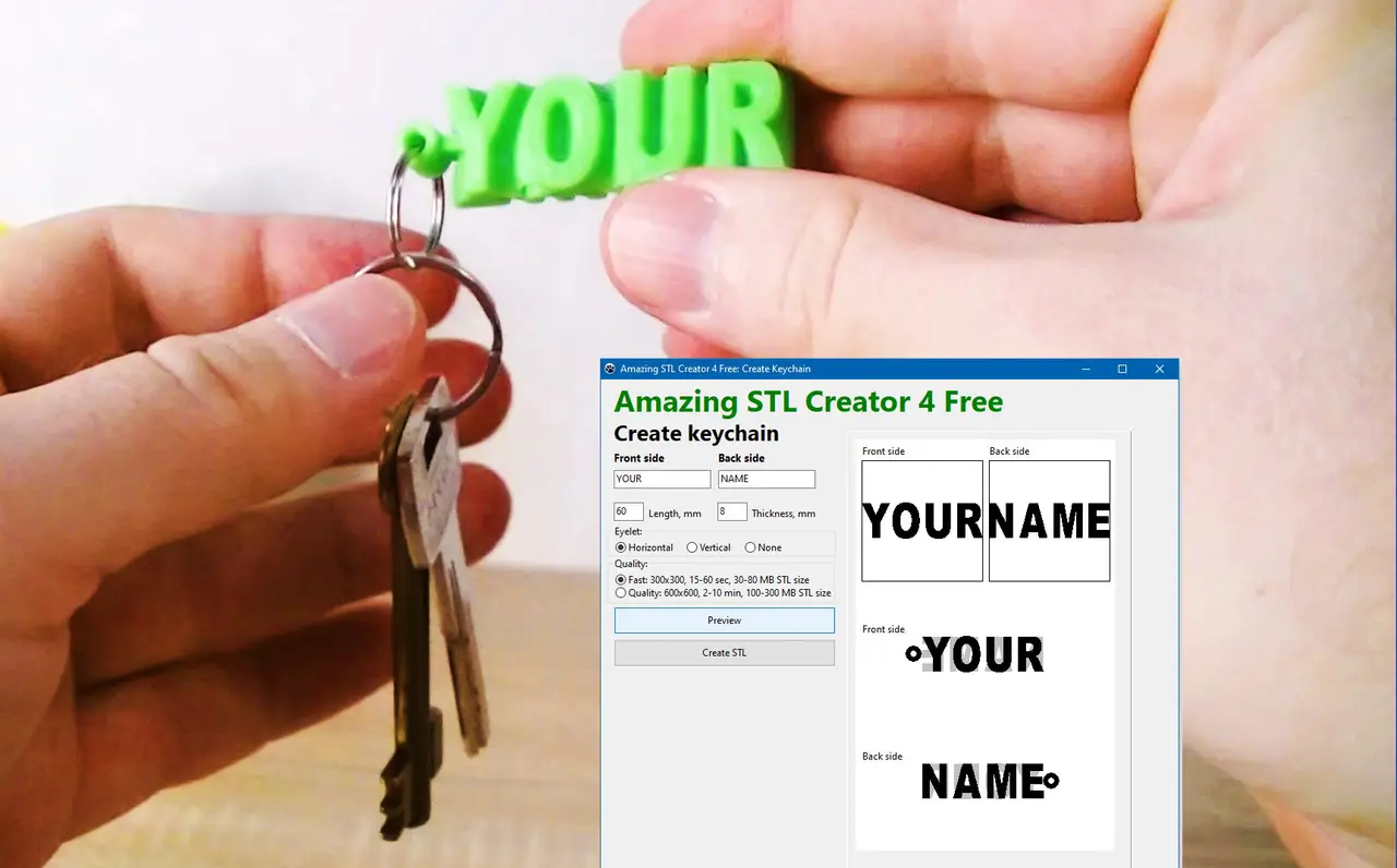 App to create keychains. Amazing STL Creator 4 (Free Version) — modelo 3D