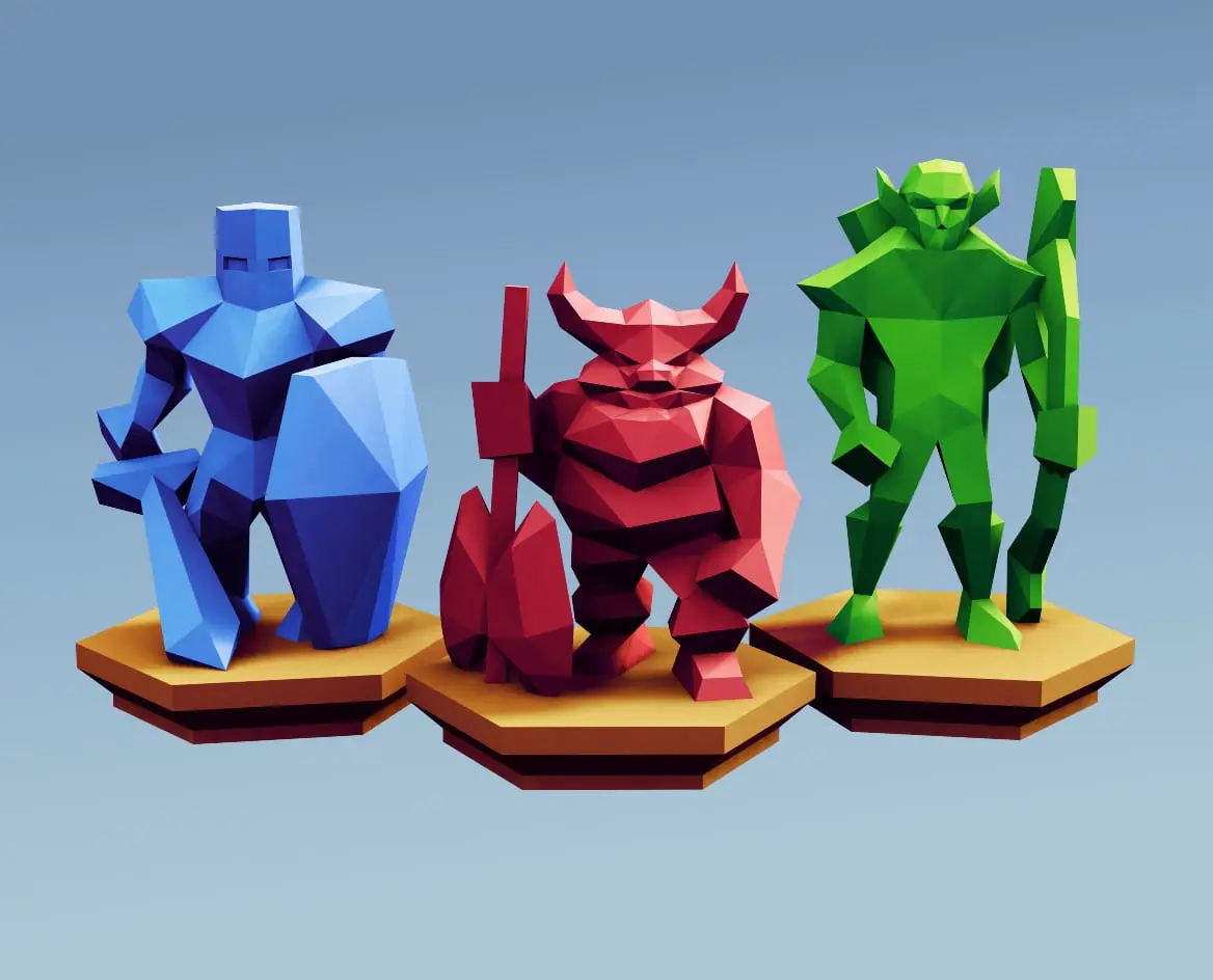 Low Poly Fantasy Tabletop - Alliance Base Units — modelo 3D