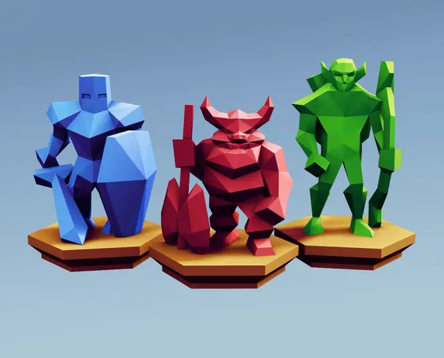Low Poly Fantasy Tabletop - Alliance Base Units — modelo 3D