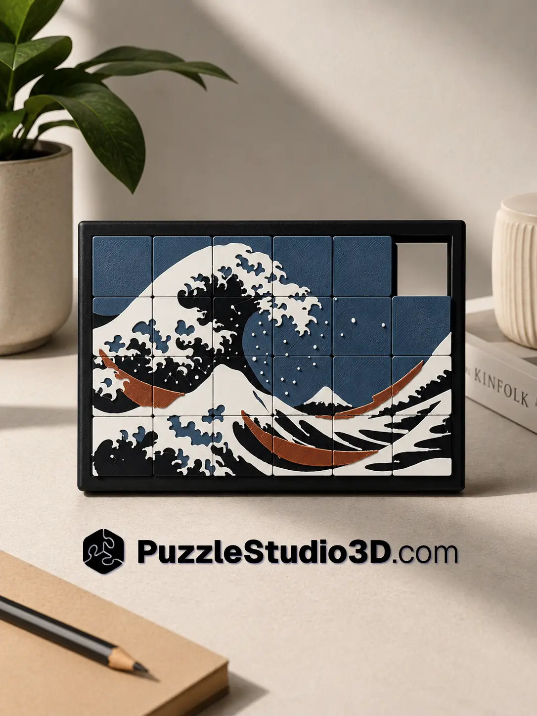Sliding Puzzle - The Great Wave off Kanagawa — modelo 3D