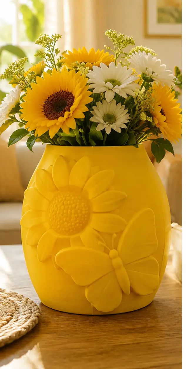 Sunflower Butterfly Vase — modelo 3D