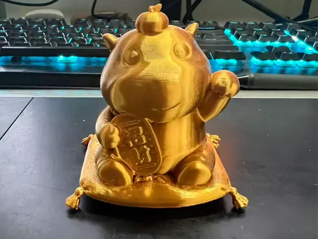 招财水豚噜噜摆件（一体打印少支撑） — modelo 3D