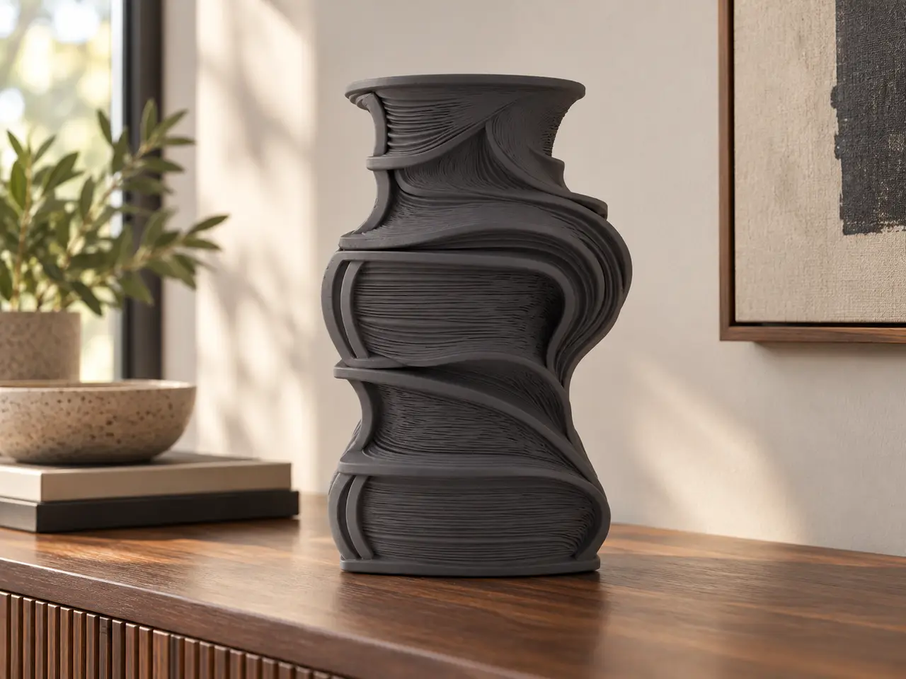 Abstract Flowing Ribbon Vase | Modern Planter — modelo 3D
