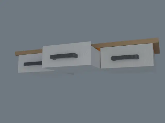 Modular 200x200 mm under-shelf drawer - dovetail slides, no supports — modelo 3D