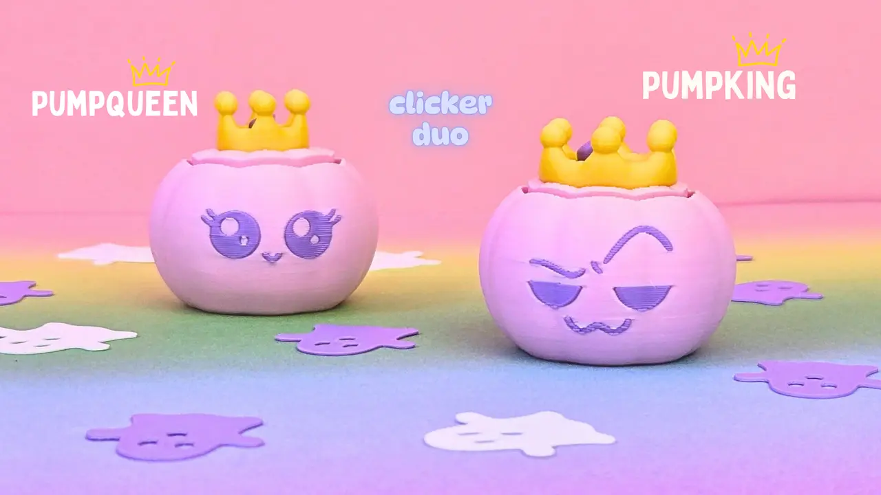 Pumpking & Pumpqueen - Royal Pumpkin Fidget Clicker Duo — modelo 3D